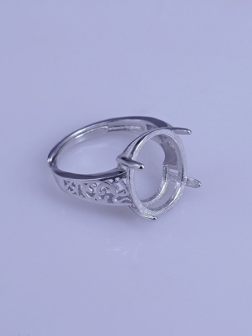 Supply 925 Sterling Silver 18K White Gold Plated Geometric Ring Setting Stone size: 12*15mm 2