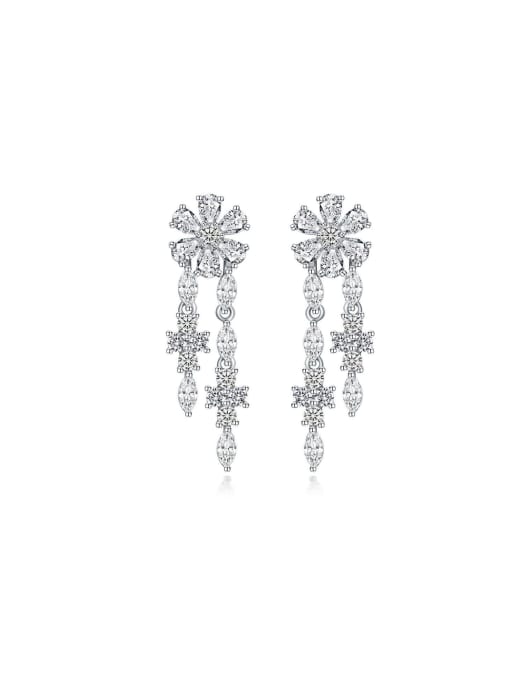 A&T Jewelry 925 Sterling Silver High Carbon Diamond Tassel Dainty Drop Earring 0