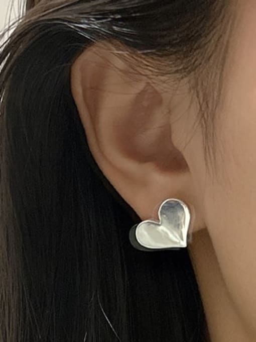ARTTI 925 Sterling Silver Smooth  Heart Minimalist Stud Earring 1