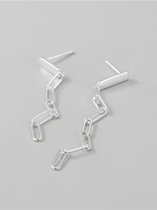 ARTTI 925 Sterling Silver Hollow Geometric Chain Minimalist Drop Earring 0