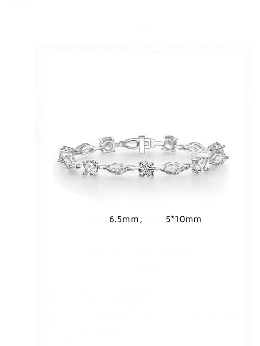 A&T Jewelry 925 Sterling Silver Cubic Zirconia Geometric Dainty Link Bracelet 1