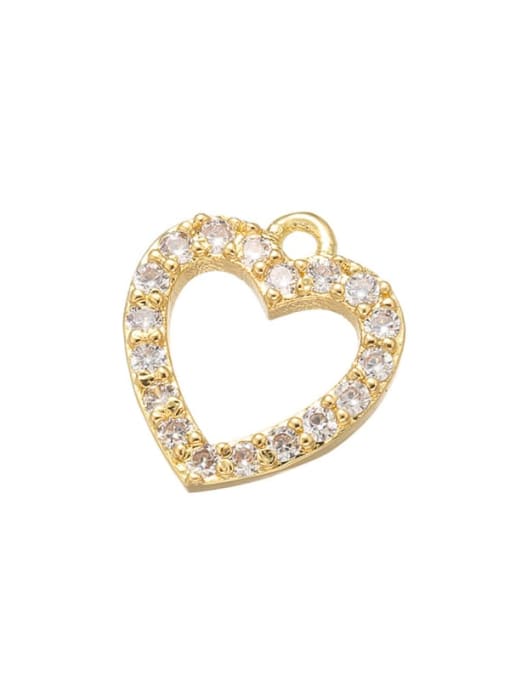 golden Brass Cubic Zirconia Micro Inlay Heart Pendant