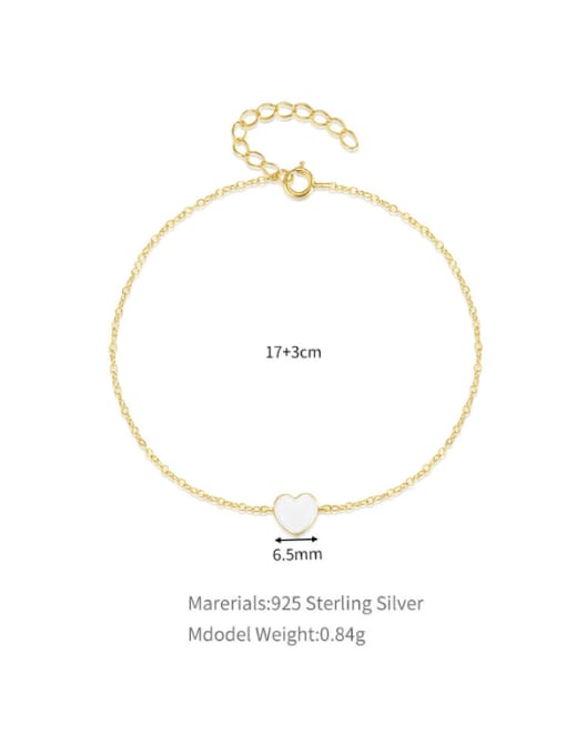 YUANFAN 925 Sterling Silver Enamel Heart Minimalist Link Bracelet 2