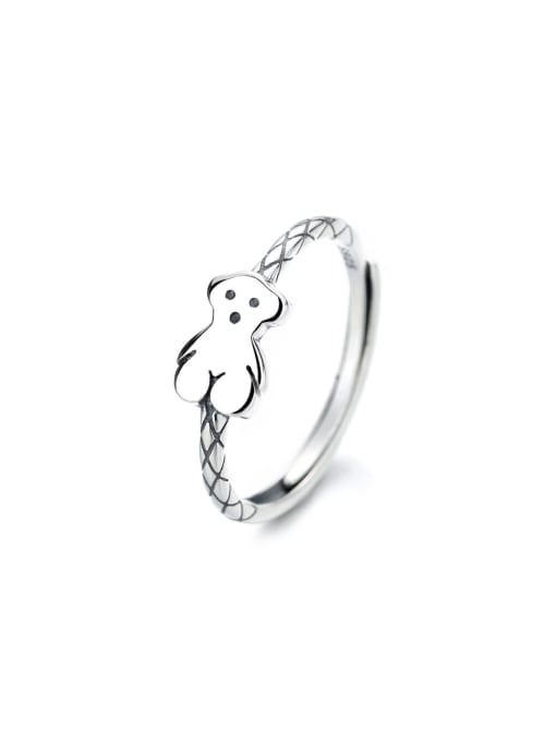 TAIS 925 Sterling Silver Bear Vintage Band Ring 0