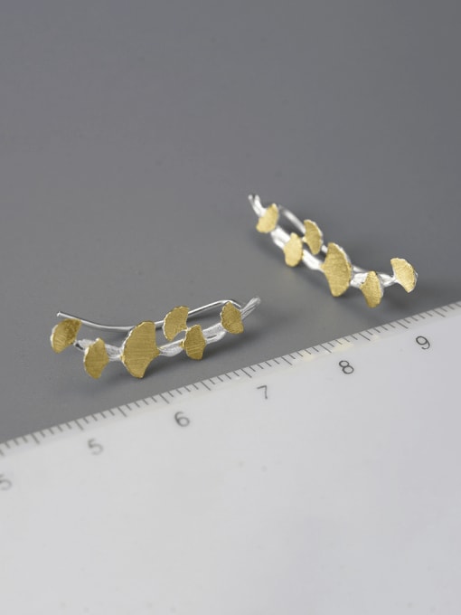 All-gold leaf (LFJA0137E1) 925 Sterling Silver Leaf Artisan Hook Earring