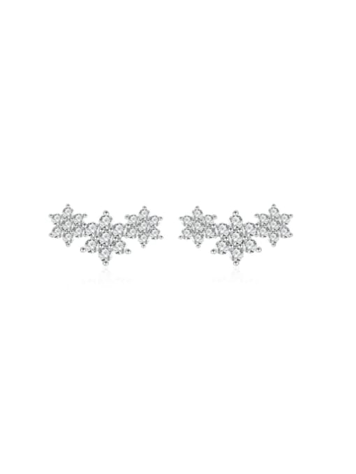 A&T Jewelry 925 Sterling Silver Cubic Zirconia Flower Dainty Stud Earring 0