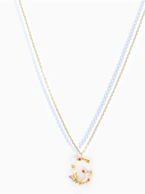 Gold G 925 Sterling Silver Cubic Zirconia Letter Dainty Necklace