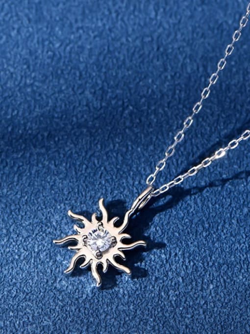A&T Jewelry 925 Sterling Silver Rhinestone Sun Flower Minimalist Necklace 1