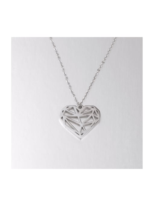 MEN PO Stainless steel Hollow Diamond Love Necklace 0