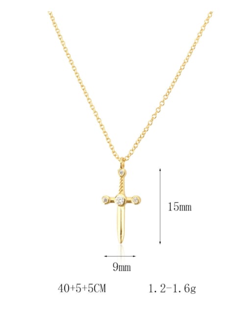 MZ- Silver 925 Sterling Silver Cubic Zirconia Cross Minimalist Regligious Necklace 1