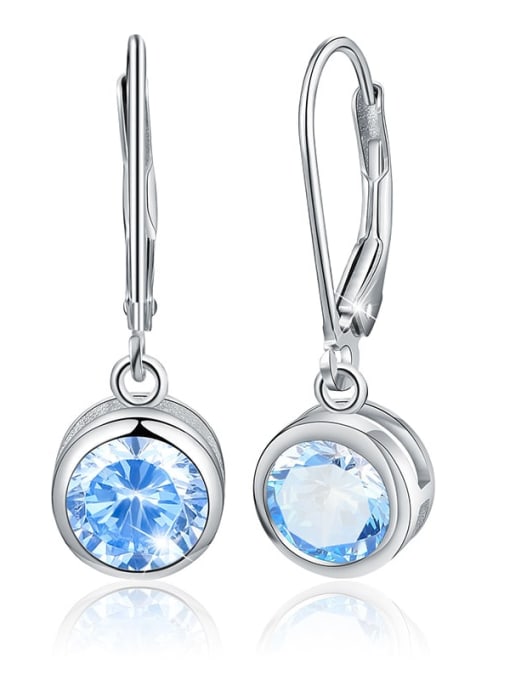 Sea Blue ESB0013B1 925 Sterling Silver Cubic Zirconia Geometric Dainty Hook Earring