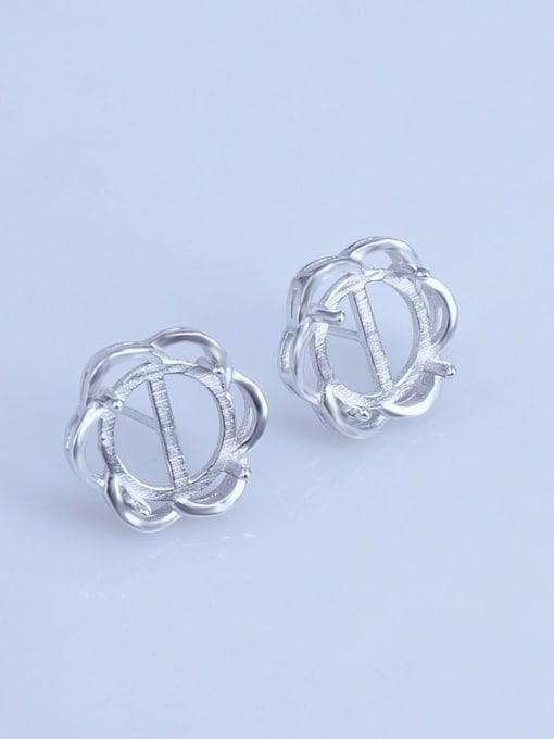 Supply 925 Sterling Silver 18K White Gold Plated Geometric Earring Setting Stone size: 10*10mm 2