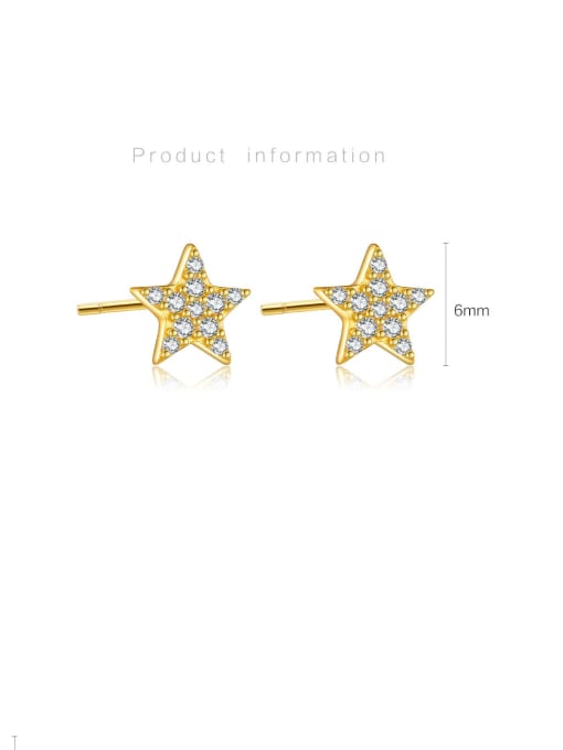 MZ- Silver 925 Sterling Silver Cubic Zirconia Pentagram Dainty Stud Earring 3