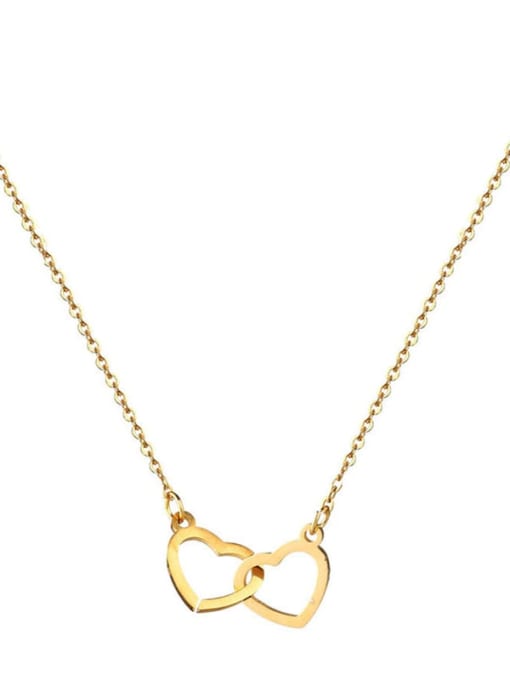 Heart to Heart Necklace Titanium Steel Heart Minimalist Necklace