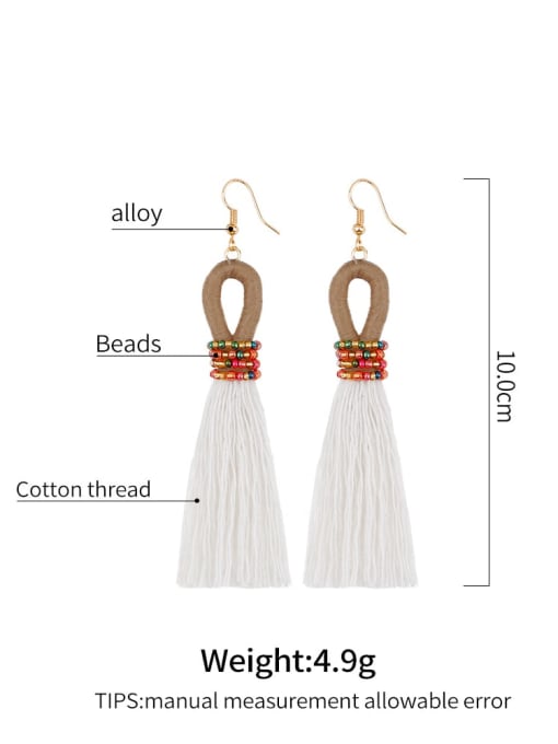 JMI Alloy Bead Cotton Rope Tassel Bohemia Hand-Woven Drop Earring 2