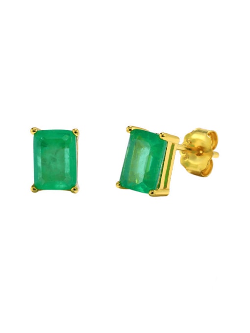 Golden+ emerald 925 Sterling Silver Cubic Zirconia Geometric Dainty Stud Earring