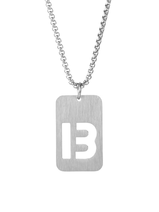 Letter B Pearl Chain Titanium Steel Letter Minimalist Long Strand Necklace