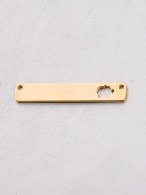 golden Stainless steel rectangular hollow elephant two-hole pendant Connectors