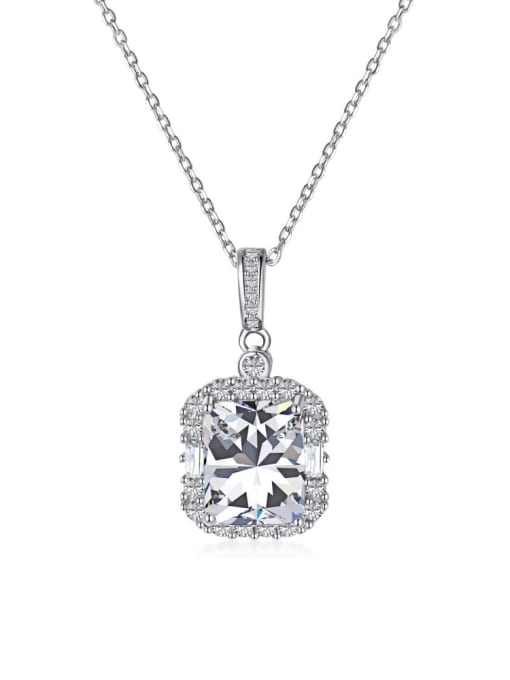 DY190339 S W WH 925 Sterling Silver Cubic Zirconia Geometric Dainty Necklace