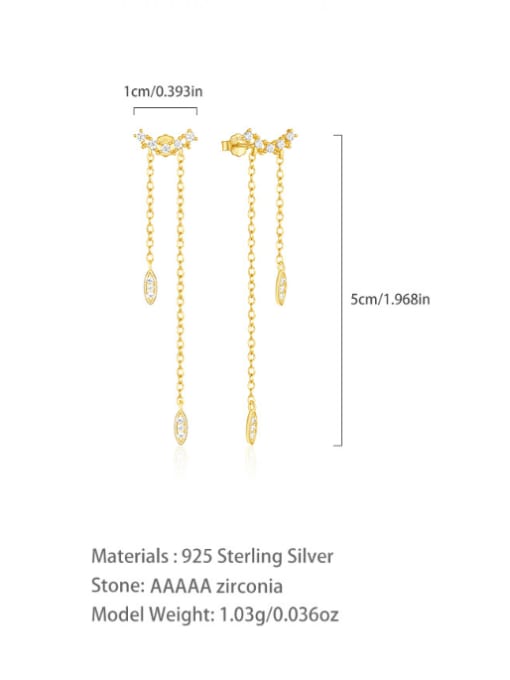 YUANFAN 925 Sterling Silver Cubic Zirconia Tassel Dainty Threader Earring 3