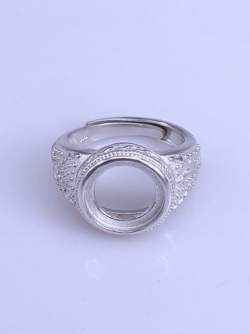 Supply 925 Sterling Silver 18K White Gold Plated Round Ring Setting Stone size: 12*12mm
