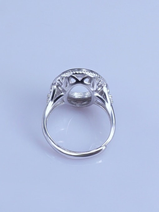 Supply 925 Sterling Silver 18K White Gold Plated Round Ring Setting Stone size: 12*14mm 2