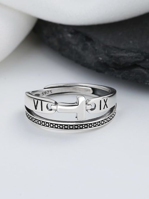 TAIS 925 Sterling Silver Letter Vintage Band Ring 1