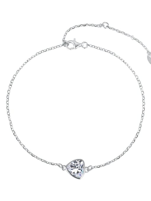 DY150137 S W WH 925 Sterling Silver Cubic Zirconia Heart Dainty Bracelet