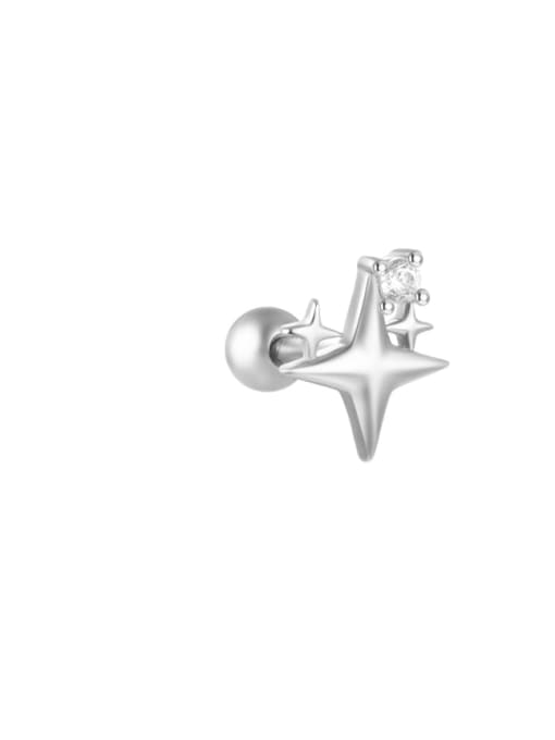 Single Platinum 3 925 Sterling Silver Cubic Zirconia Bowknot Dainty Single Earring