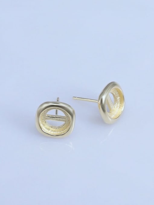 Gold plating 925 Sterling Silver 18K White Gold Plated Round Earring Setting Stone size: 8*8mm