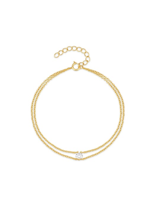 golden 925 Sterling Silver Irregular Minimalist Strand Bracelet