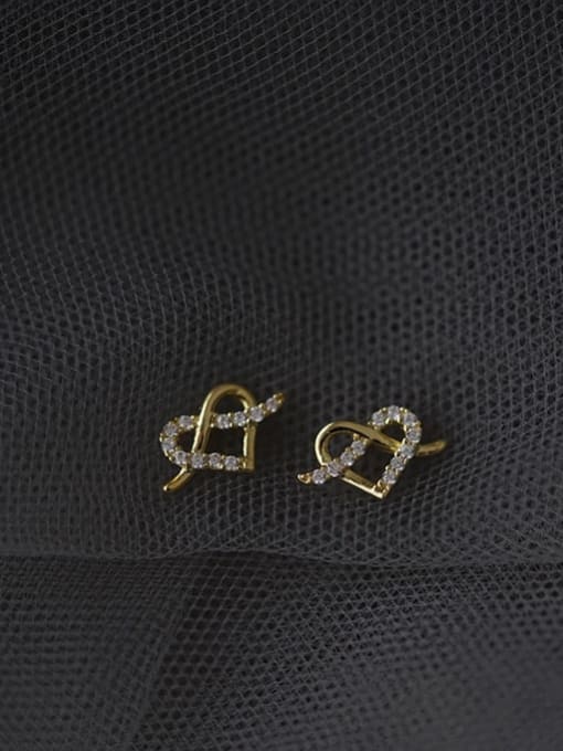 ZEMI 925 Sterling Silver Cubic Zirconia Heart Dainty Stud Earring 1