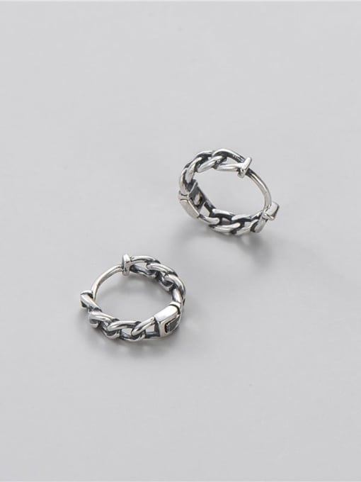 Thai silver twist ear ring 925 Sterling Silver Geometric Vintage Huggie Earring