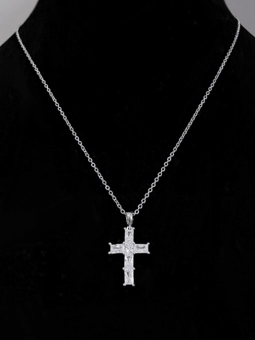 M&J 925 Sterling Silver Cubic Zirconia Cross Dainty Regligious Necklace 0