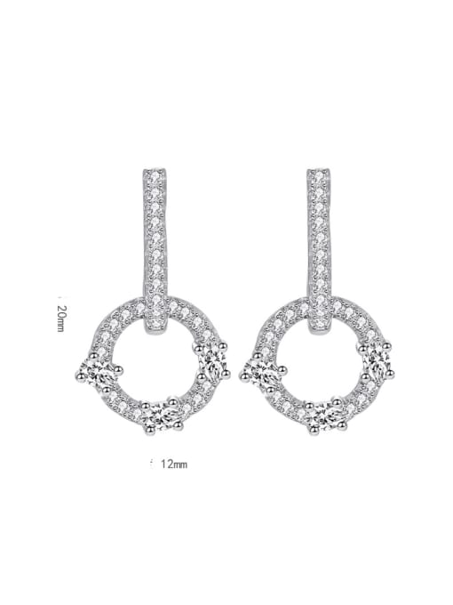 A&T Jewelry 925 Sterling Silver Cubic Zirconia Geometric Dainty Drop Earring 3