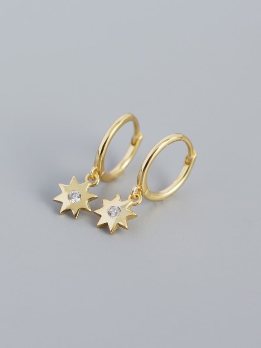 Golden 925 Sterling Silver Cubic Zirconia Star Minimalist Huggie Earring