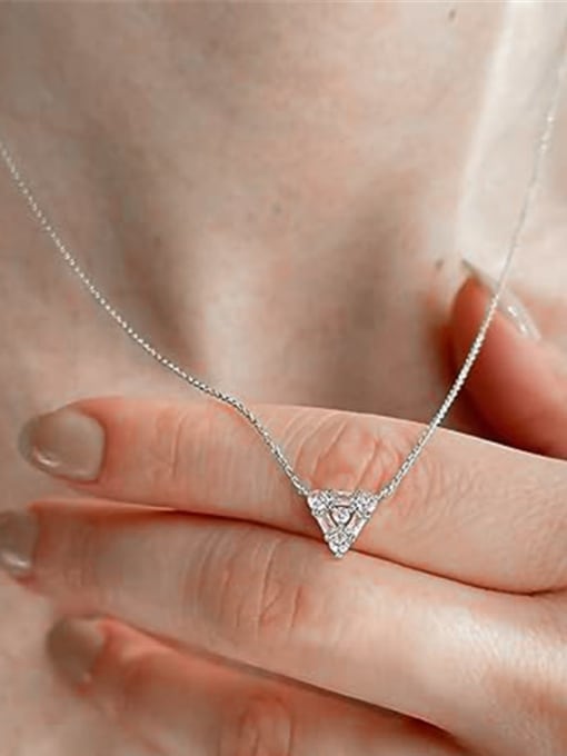 YUANFAN 925 Sterling Silver Cubic Zirconia Triangle Dainty Necklace 1