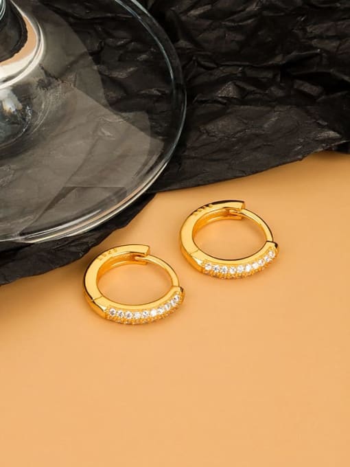 18k gold 925 Sterling Silver Cubic Zirconia Geometric Minimalist Huggie Earring