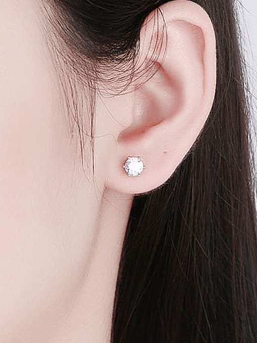 PNJ-Silver 925 Sterling Silver Moissanite Geometric Dainty Stud Earring 1