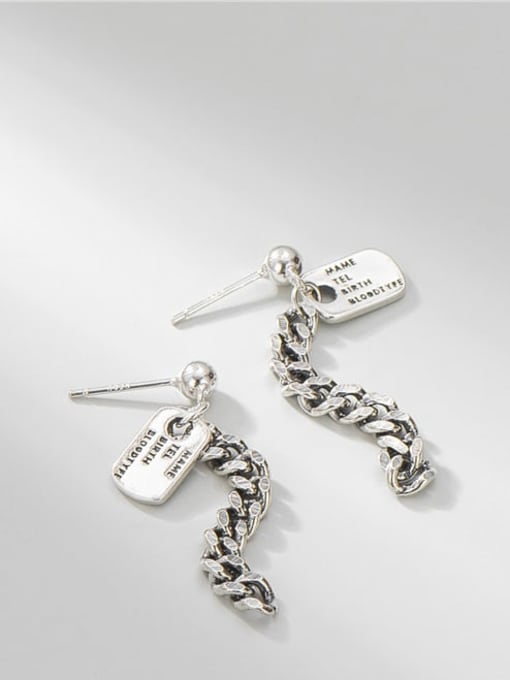 Chain Square Earrings 925 Sterling Silver Hollow Tassel  Chain Vintage Drop Earring