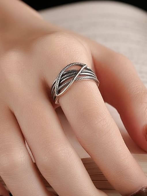 TAIS 925 Sterling Silver Geometric Vintage Stackable Ring 1
