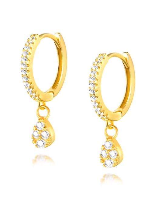 Gold color 925 Sterling Silver Cubic Zirconia Geometric Dainty Huggie Earring