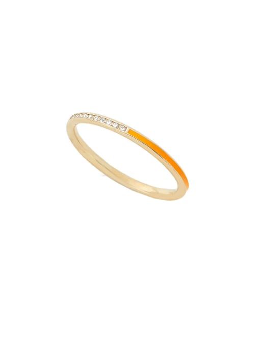 Gold Orange US 7 925 Sterling Silver Enamel Geometric Minimalist Band Ring