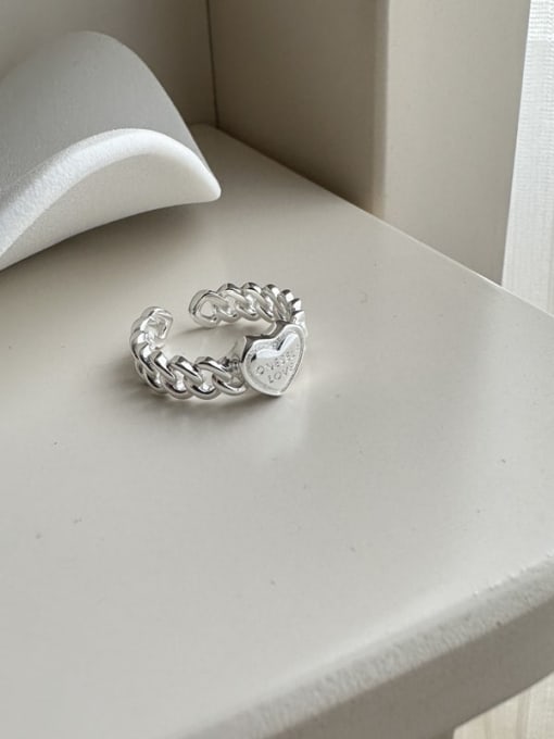 3JZ43 Silver 925 Sterling Silver Heart Trend Band Ring
