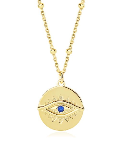 A2806 Gold 925 Sterling Silver Evil Eye Minimalist Necklace