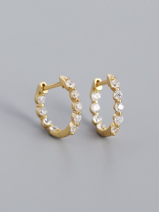 Gold 925 Sterling Silver Cubic Zirconia Geometric Minimalist Huggie Earring