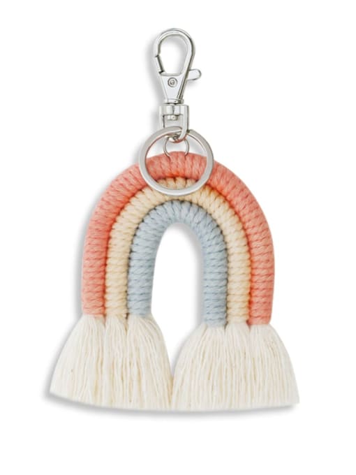 Orange k68213 Alloy Cotton Rope  Rainbow Hand-Woven Artisan Key Chain/ Bag Pendant