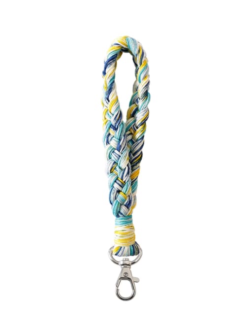K68404 blue Handwoven Colorful Vintage Rainbow Wrist Strap Keychain