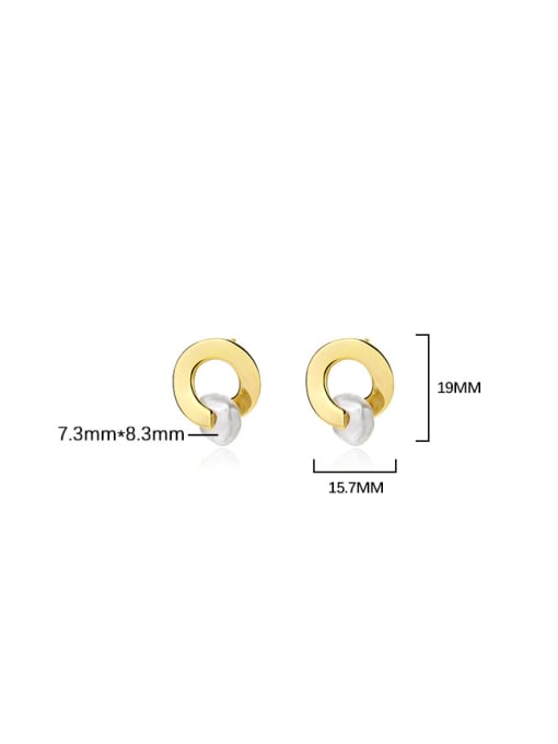 YUANFAN 925 Sterling Silver Imitation Pearl Geometric Minimalist Stud Earring 3