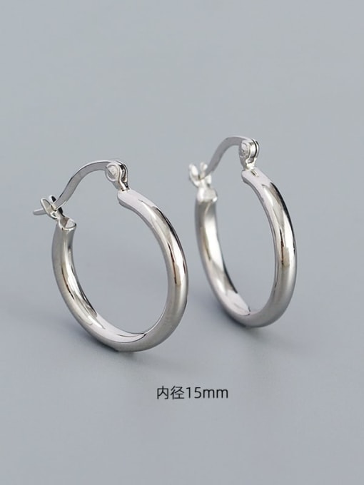 15mm white gold 925 Sterling Silver Geometric Minimalist Huggie Earring